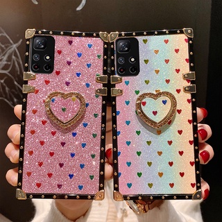 เคสโทรศัพท์มือถือ กันกระแทก ลายหัวใจ พร้อมแหวนขาตั้ง สําหรับ Xiaomi Redmi 10 note 9s 9T MI POCO M3