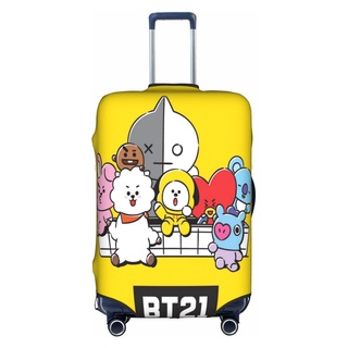 Bt21 ผ้าคลุมกระเป๋าเดินทาง ลายการ์ตูนตลก ขนาด 18-32 นิ้ว ซักทําความสะอาดได้