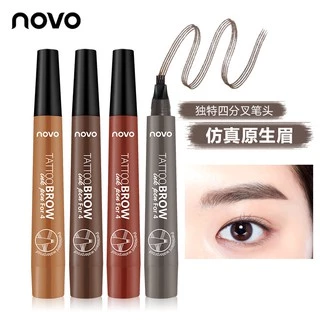 NOVO tattoo brow [5247] ปากกาเขียนคิ้วแทททู (พร้อมส่งจากไทย) กันน้ำ หัวแปรง 4 แฉก