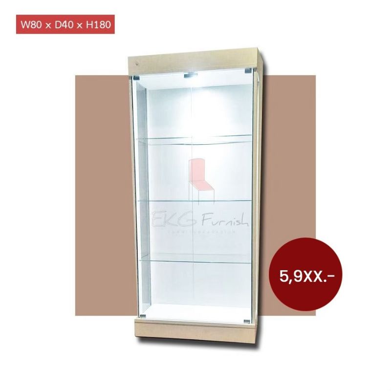 **รุ่นกระจกเจียระไน-ส่งกทม*พรีออเดอร์ 30 วัน* ตู้โชว์กระจก EKGFURNISH  80x40x180 ซม. ⚠️โปรดอ่านรายละเอียด⚠️