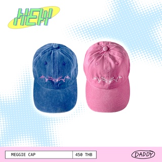 DADDY | Meggie Cap หมวกยีนส์ฟอก ปักลายสุดเท่ สียีนส์ สีชมพู