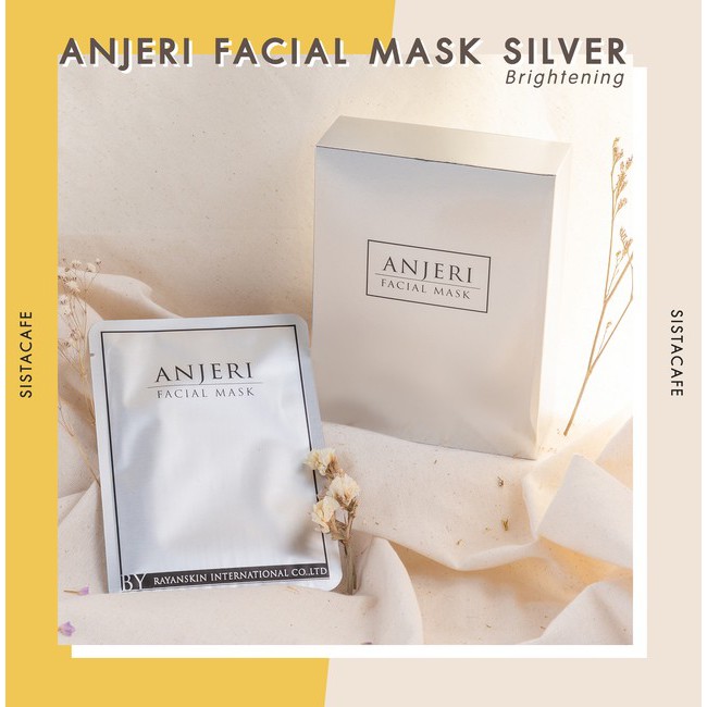 มาส์กหน้า Anjeri Facial Mask **1กล่อง** สีเงิน แผ่นมาส์กหน้า มาส์กหน้า สูตรผิวขาว แท้ 💯% EXP01/2024