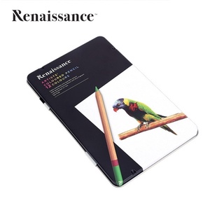 สีไม้ 12 สี ยี่ห้อ Renaissance ไส้ดินสอสี ขนาด 3.7 มม มาพร้อมกล่องโลหะเรียบหรู ดินสอสีไม้