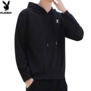 PLAYBOY Mens Fall Sweatshirt Hooded Long-sleeved Loose Pullover Sweater