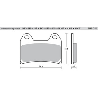 ผ้าเบรคหน้า SBS สำหรับ BMW F800GT ปี 13-20 F800R ปี 09-14