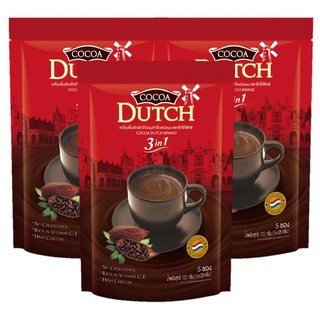 DUTCH 3in1 Cocoa Mix ดัชท์ โกโก้ 3อิน1 ปรุงสำเร็จรูปชนิดผง 25g x 5ซอง (3แพค)