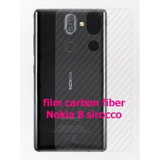 ฟิล์มคาร์บอนไฟเบอร์ลายเคฟล่า Nokia 8 Sirocco  สำหรับติดกันรอยด้านหลังเครื่อง