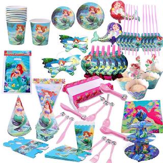 Mermaid Princess cutlery theme birthday party decoration set birthday gift happy decoration supplies