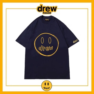 เสื้อยืดแขนสั้น ผ้าฝ้าย ทรงหลวม พิมพ์ลายตัวอักษร Drew smiling face แฟชั่นฤดูร้อน สําหรับผู้ชาย และผู้หญิงS-5XL