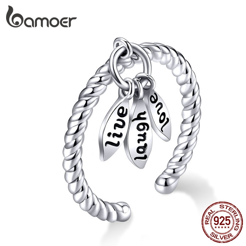 BAMOER 925 Silver Fashion Rings The Meaning Of Life SCR570