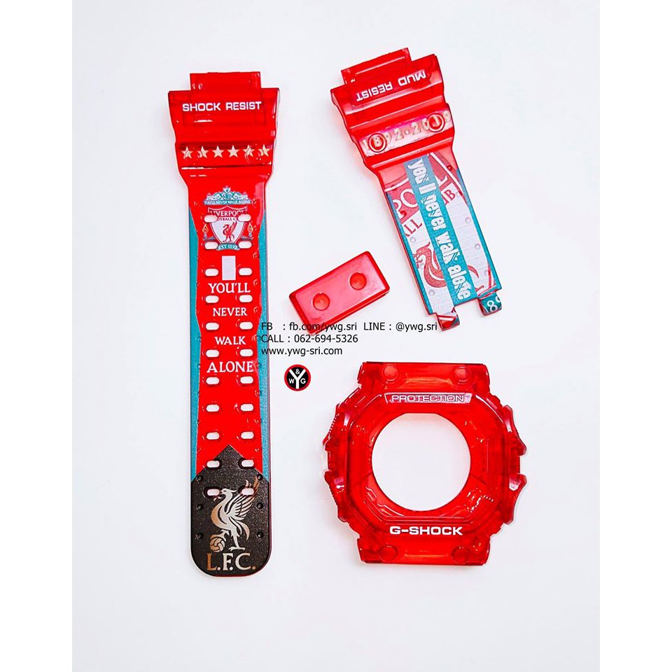 กรอบสาย G-SHOCK สีแดงใสกรีนลวดลาย Liverpool ใส่ได้รับรุ่น GX-56 สายนาฬิกาข้อมือ สินค้าคุณภาพ