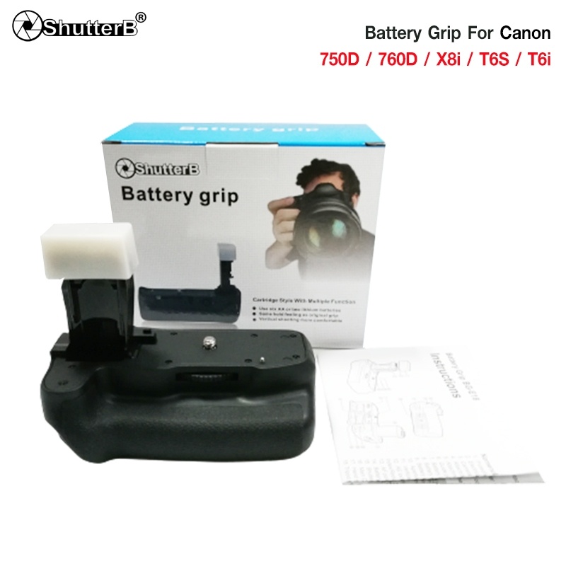 Battery Grip Shutter B รุ่น CANON 760D/750D/X8I/T6S/T6i (BG-E18 Replacement)