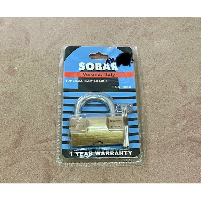 Sobar Top ล็อคค้อนทองเหลือง 50 มม.ประตูล็อค Kunci Padlock