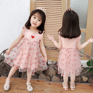 Girls Dress Baby Kids Girl Love Mesh Skirt Kid Clothing Summer Children Princess Dress