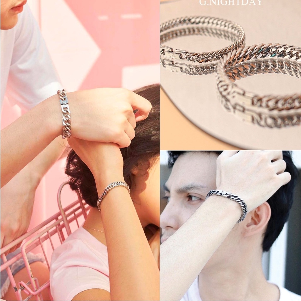 G.NIGHTDAY - (ลด30%เก็บโค้ดหน้าแอป)Rossi ข้อมือสแตนเลส Unisex ที่มาพร้อมกับขนาด 6 8 10 mm (เลสสั้น)