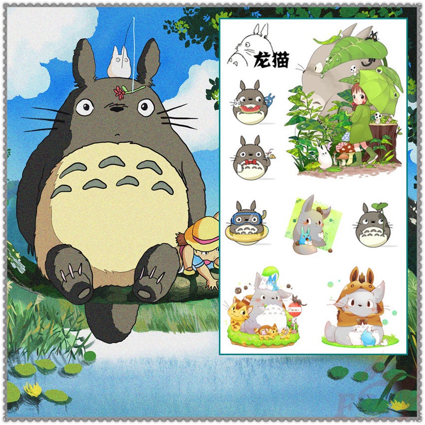 Tonari no Totoro - Miyazaki Hayao Anime My Neighbor Totoro Mini Temporary Tattoo สติ๊กเกอร์ 1Sheet Waterproof Tattoos for Sexy Arm Clavicle Body Art Hand Foot