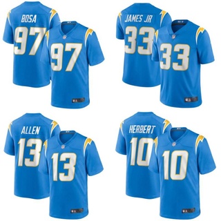 เสื้อกีฬาแขนสั้น ลายทีมชาติฟุตบอล NFL James Bosa Herbert Allen ทรงหลวม