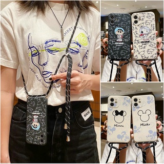 เคส Samsung A71 A52 A52S A51 A50 A50S A32 A30 A30S A20 A10 A10S A7 2018 J7 Prime J6 J6+ J4 J4+ Plus Cartoon Mouse Crayon Shin-Chan Snoopy Soft Case With Lanyard