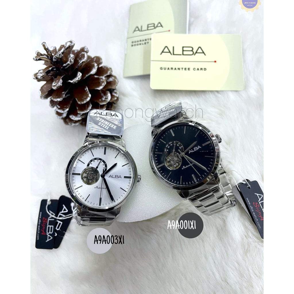 นาฬิกาข้อมือผู้ชาย Alba Mechanical Automatic Men's Watch A9A001X1 &amp;  A9A003X1 (หน้าเปลือย ขนาด 42 มม. สายสแตนเลส)