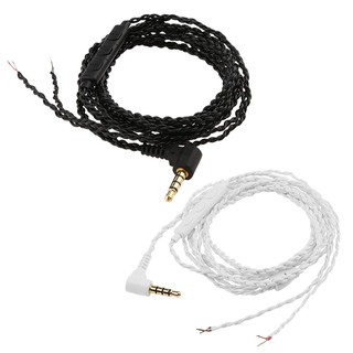 Earphone Audio Cable Repair Replacement 3.5mm TRS Jack DIY Elbow Headphone 4 Copper Core Wire with Mic Volume Contr