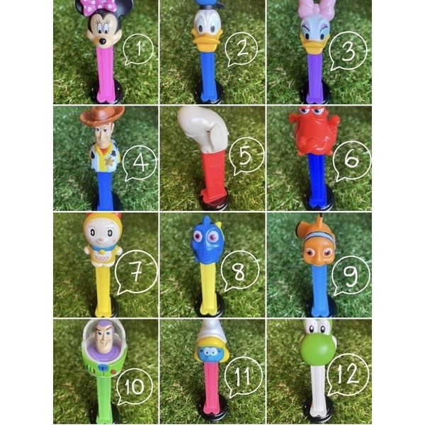 กล่องเปล่า PEZ (ของสะสม) ไม่มีลูกอม แบบที่ 1-12