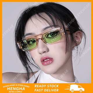 [HENGHA] สไตล์ใหม่ แว่นตากันแดด สําหรับผู้หญิง บุคลิกภาพ ที่มีสีสัน สไตล์ย้อนยุค แว่นกันแดด สี่เหลี่ยม แฟชั่น ปาร์ตี้ แว่นตา