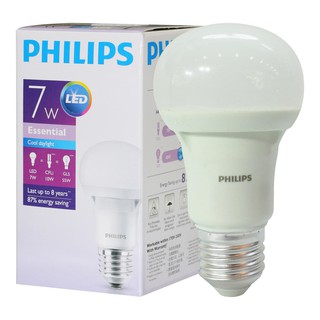 PHILIPS หลอดไฟ LED Essential 7W แสงขาว (DL) E27