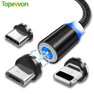 Topewon สายชาร์จแม่เหล็ก Micro Usb Type C สําหรับ Phone Huawei Samsung Android 1 เมตร