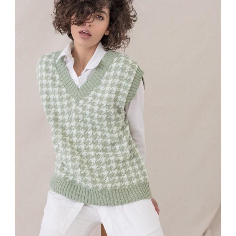 JENIE VEST KNIT/VEST HOUNDSTOOTH VEST_KOREA KNIT_KNIT