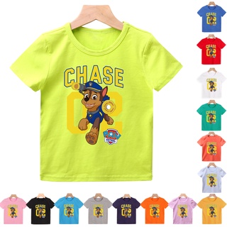 ใหม่เสื้อยืดลําลองสําหรับเด็กแขนสั้นพิมพ์ลายการ์ตูน Paw Patrol Chase