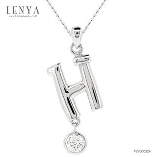 Lenya Jewelry จี้ตัวอักษร ตัว H ตัวเรือนเงินแท้ชุบทองคำขาว ประดับเพชร DiamondLike