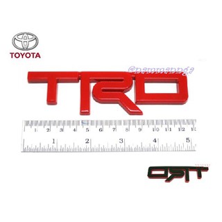 TRD LOGO 12ซม แผ่นป้ายติดรถ TOYOTA VIGO REVO TIGER MIGHTY-X สีแดง รถโตโยต้า วีโก้ รีโว่ แผ่นป้าย logo โลโก้ trdแดง