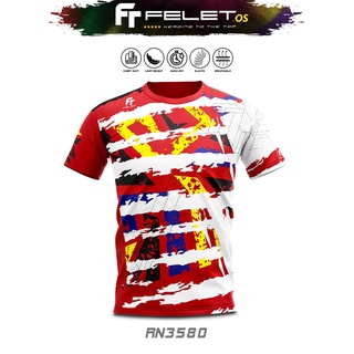 Felet RN-3580 เสื้อเชิ้ตแบดมินตัน ลายกราฟฟิค สีแดง สําหรับทุกเพศ