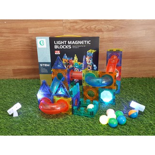 ตัวต่อแม่เหล็อกมีไฟ ตัวต่อท่อ Light Magnetic Blocks!