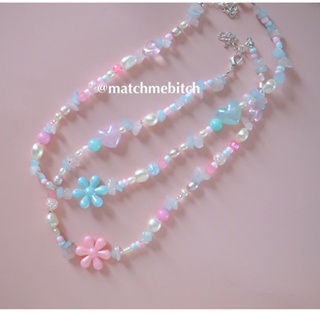 💥สินค้าพร้อมส่ง💥 Match me - babe little flower necklace สร้อยคอแฟชั่น สร้อยไปทะเล มุกน้ำจืด