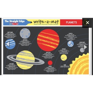 Melissa &amp; Doug รุ่น 5039 Write-A-Mat Learning Mat -planets of solar system แผ่นรองจานเขียนลบได้รูปดาวเคราะห์ ส่งเสริมการ