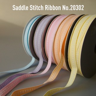 MOMOTARA No. 20302 ริบบิ้น ริบบิ้น Ribbon ลายไข่ปลา Saddle Stitch Ribbon ขนาด 1 CM ยาว 36 หลา