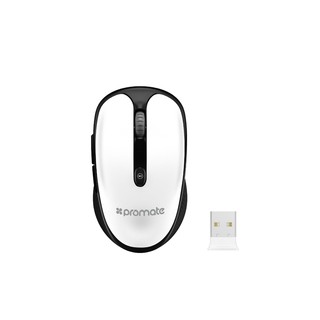 เมาส์ไร้สายมัลติมีเดียพร้อมปุ่มควบคุมการเล่น / Promate Multimedia Wireless Optical Mouse with Play- Black / White