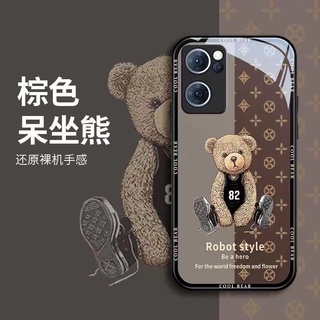 เคส OPPO A57 2022 A98 A96 A76 A77 A77S A95 A74 A54 A55 A16 A94 A78 A17 A17K เคสโทรศัพท์มือถือ โลหะ ลาย Bearrebuke พร้อมกล้อง สําหรับ