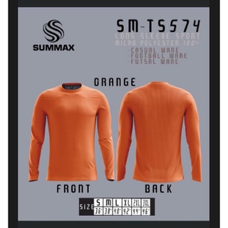 เสื้อกีฬาคอกลมสีล้วนแขนยาว Summax SM-TS574 ผ้าไมโครเนื้อลื่นแห้งเร็วใส่สบาย สีส้ม