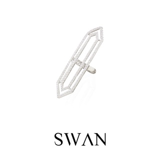 SWAN - Arc Long Ring แหวนเงินแท้ แหวนทรงยาว ฝังเพชรคิวบิกเซอร์โคเนีย cubic zirconia