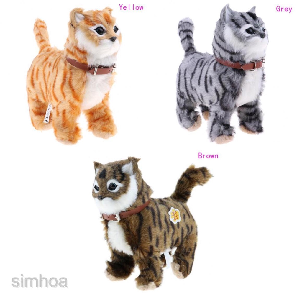Walking Stuffed Animal Plush Cat Toy with Meow Sounds & Music for Kids