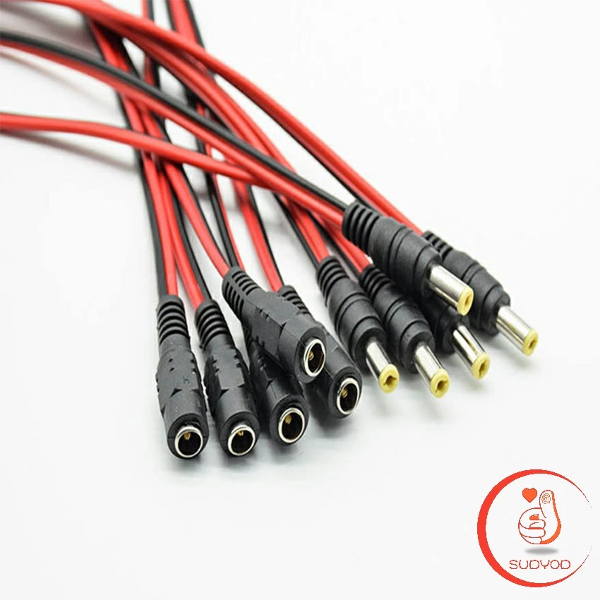 ตัวผู้ ตัวเมีย เชื่อมต่อ อุปกรณ์ แจ๊คเสียบ DC 5.5*2.1 mm ซ็อกเก็ตปลั๊กแจ็คเสียบสายเคเบิล 12 โวลต์ Pure copper core plug