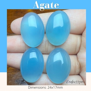 Agate พลอยโมรา สีฟ้าอ่อน ไซต์ใหญ่ ขนาด24x17mm