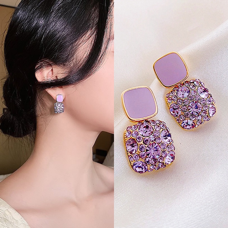 Bling Bling CZ เพทาย ผู้หญิง ต่างหูสตั๊ด ทรงสี่เหลี่ยม งานแต่งงาน หมั้น ปาร์ตี้ เจ้าสาว ต่างหู สาว เครื่องประดับ คุณภาพสูง