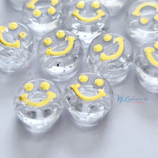 ลูกปัดหน้ายิ้ม ลูกปัดหน้ายิ้มใส Smiley หน้ายิ้ม แบบใส ขนาด 9 มม. แพค 40 ชิ้น