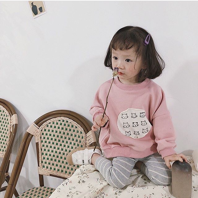 CIKO - เสื้อเบลาส์แมวสีชมพู | เสื้อเด็กหญิง | เสื้อยืดเด็กนําเข้า | เสื้อผ้านําเข้า | เสื้อยืดเด็กน่