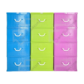 SandSukHome ตู้ลิ้นชักพลาสติก 4ชั้น รุ่นลายหวาย กล่องเก็บของ กล่องใส่ของชั้นวางของ
