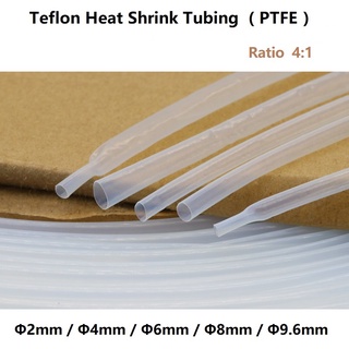 1 เมตร  Teflon Heat Shrink Tube ท่อหดความร้อนเทฟลอน เส้นผ่าศูนย์กลาง 2mm 4mm  6mm 8mm  9.6mm 4:1 ทนอุณหภูมิสูง 260℃