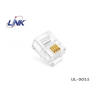 Link รุ่น UL-3011 ข้อต่อสายโทรศัพท์ RJ11 Telephone PLUG ตัวผู้ 4 ขา (10 ชิ้น/ซอง)